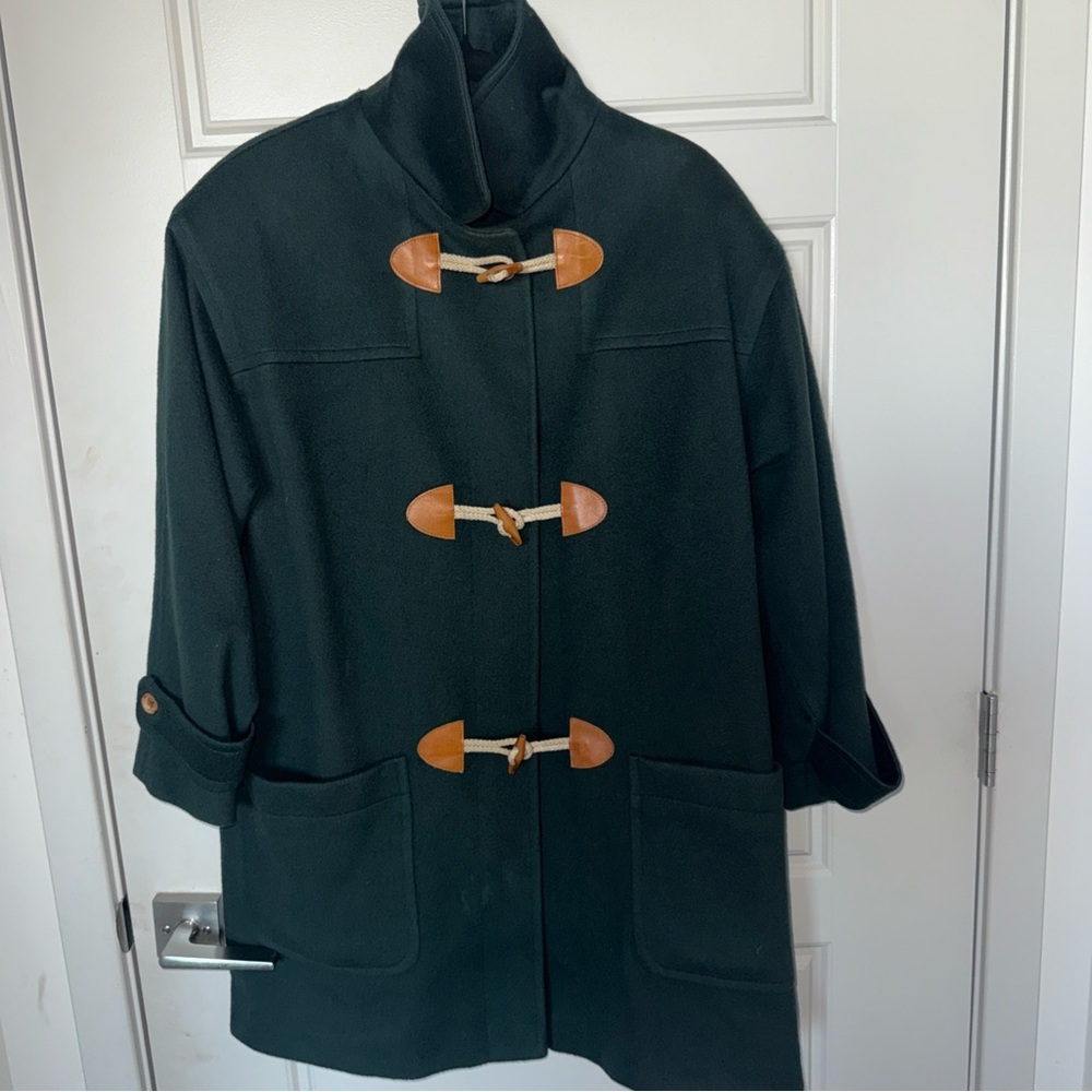 Elegant Dark Green Toggle Utility Jacket